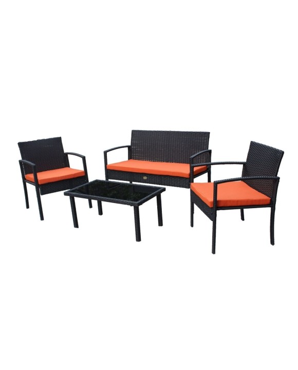 Диванный комплект плетеной мебели Rotang-9015 black