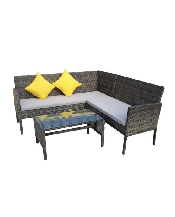 Диванный комплект плетеной мебели Rotang-9026-grey