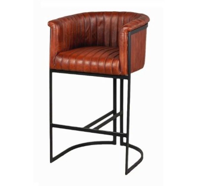 Барный кожаный стул Loft-01874 рыжий