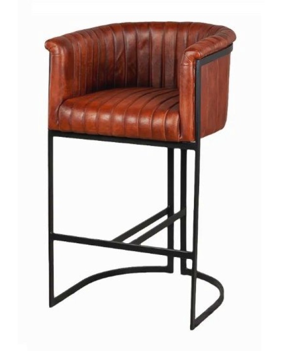 Барный кожаный стул Loft-01874 рыжий