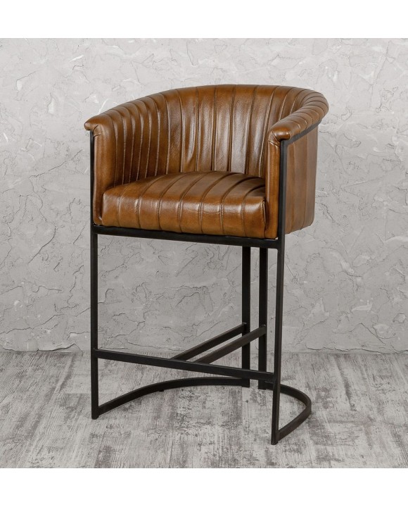 Барный кожаный винтажный стул Loft-02079