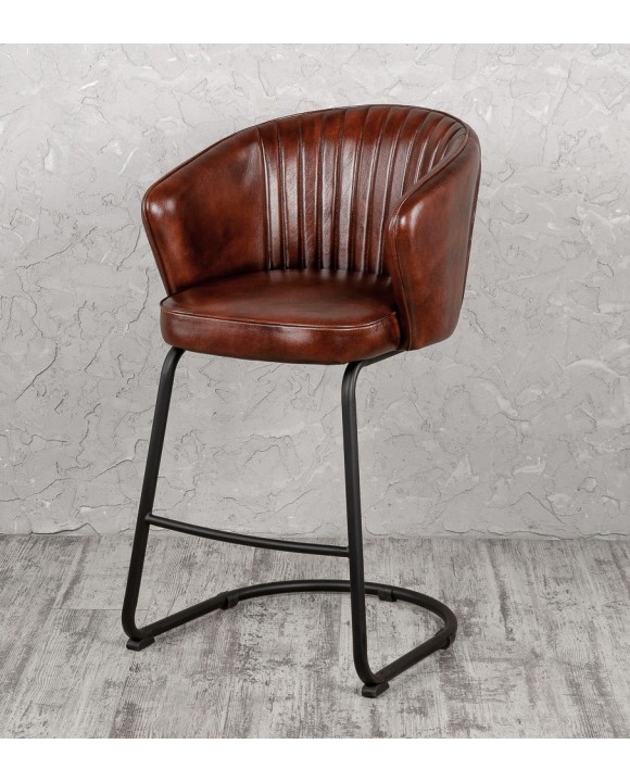 Барный кожаный винтажный стул 02437