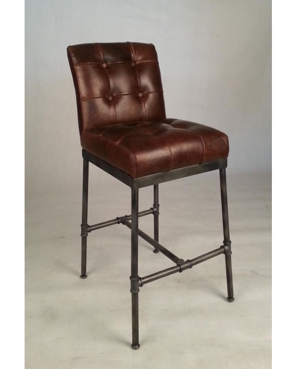 Барный кожаный стул RS067 brown