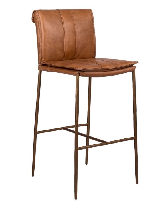 Барный кожаный стул RS486 рыжая кожа