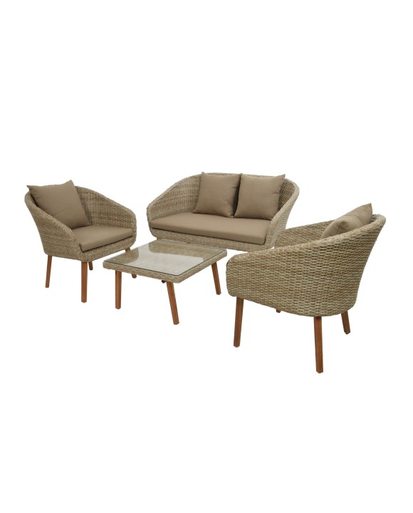 Диванный комплект плетеной мебели Rotang-1815 lite-brown