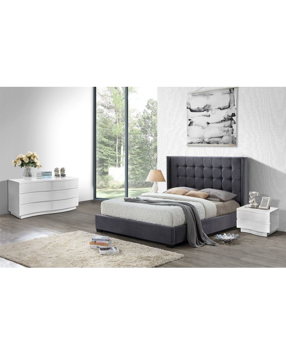 Мягкая кровать 2868 grey 180 см